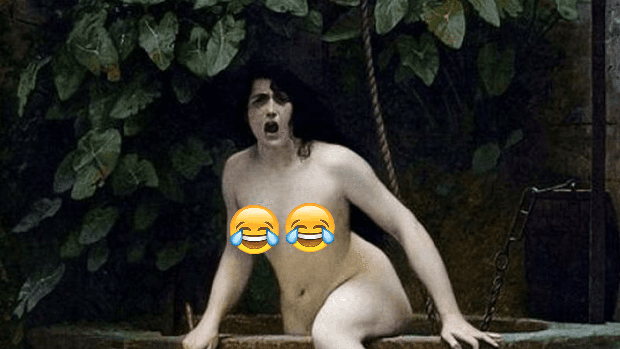 Truth Coming Out of Her Well to Shame Mankind meme template - Truth Coming Out of Her Well