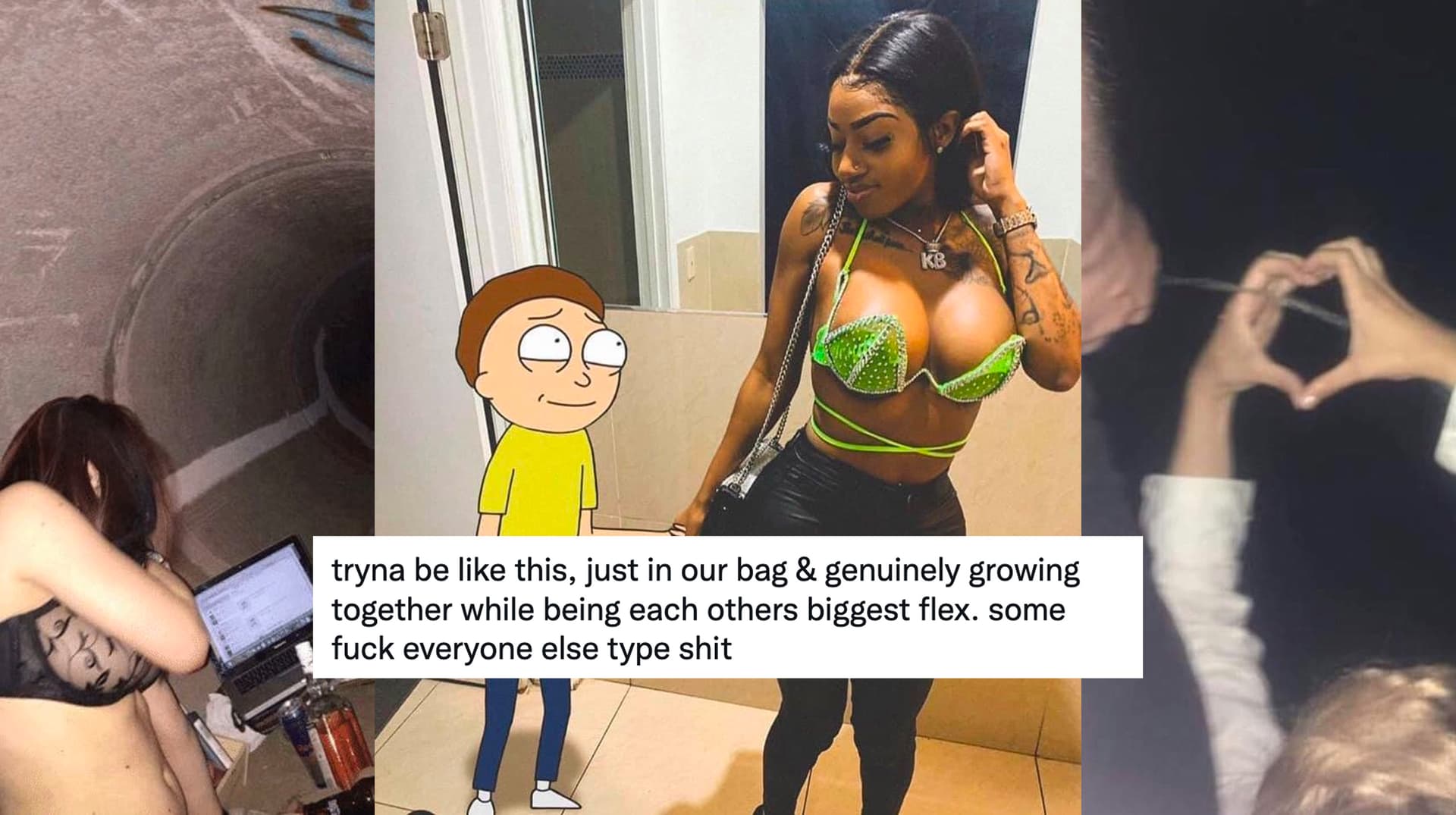 Tryna Be Like This, Just In Our Bag & Genuinely Growing Together meme template - Tryna Be Like This