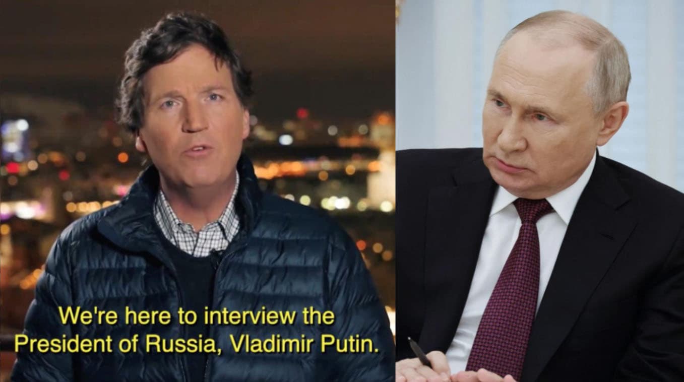 Tucker Carlson Vladimir Putin Interview meme template - Tucker Carlson Putin