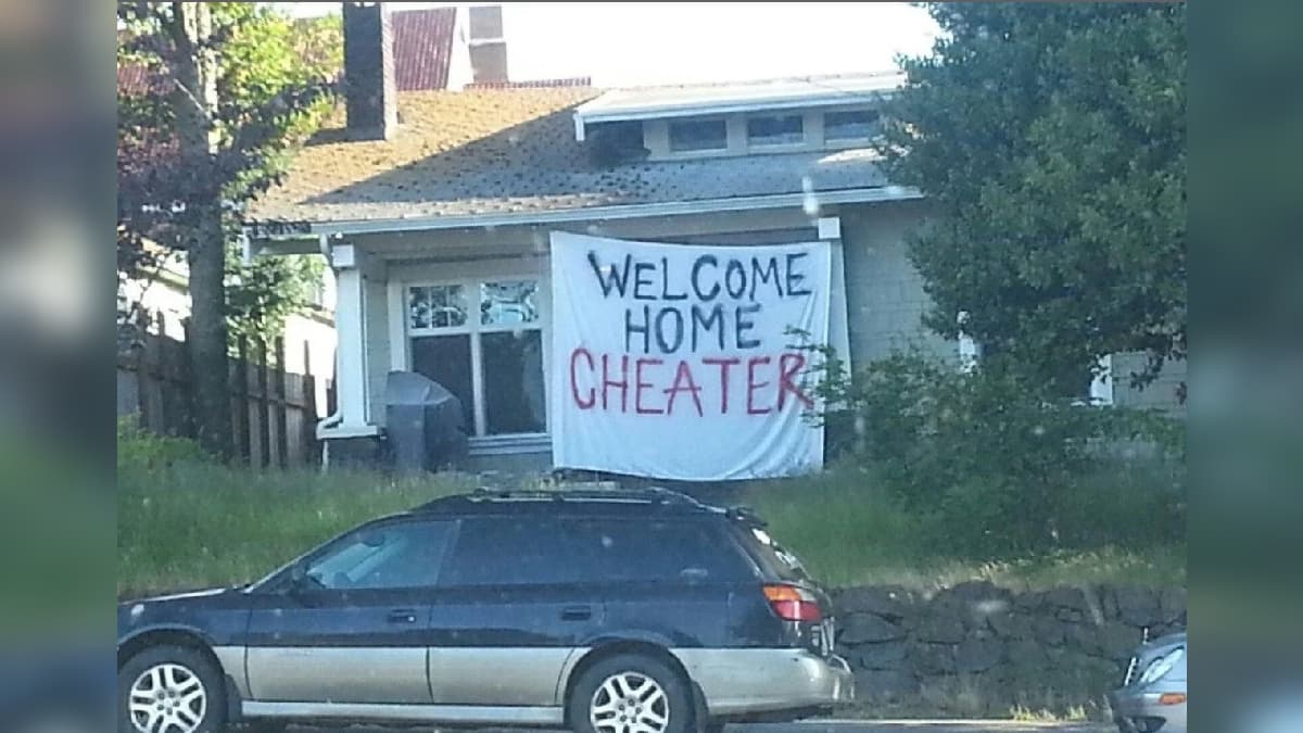 Welcome Home Cheater meme template - Welcome Home Cheater