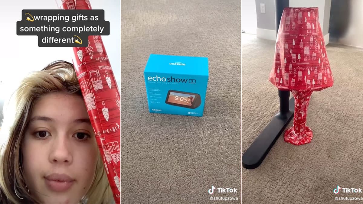 Wrapping Gifts As Something Not Even Remotely Close meme template - Gift Wrapping Prank