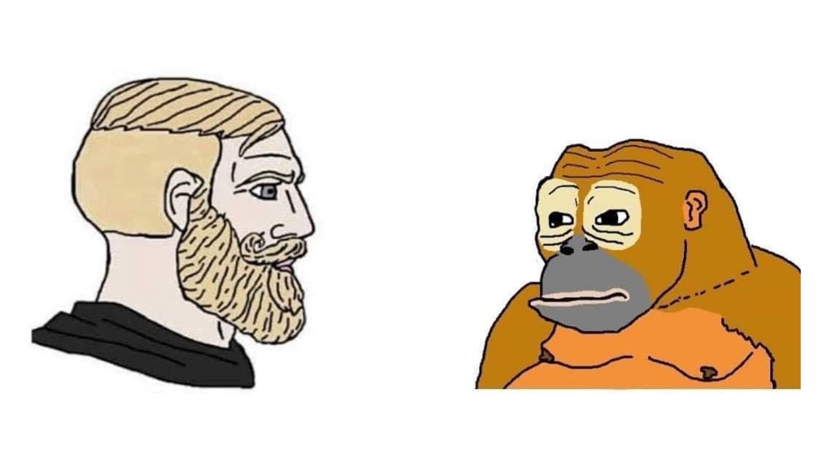 You're Such a Dumb Animal / Chad vs. Monkey meme template - Chad vs Monkey